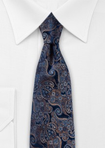 Seidenkrawatte in Nachtblau mit mehrfarbigem Paisley-Muster