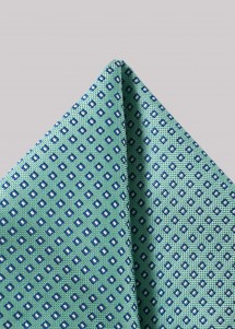 Mikrofaser-Einstecktuch in Türkis mit Muster in Blau und Weiß