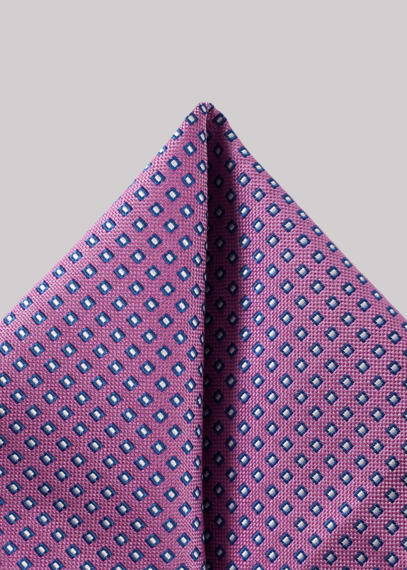 Lila Einstecktuch mit Muster in Blau-Weiß