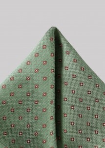 Seiden-Einstecktuch in Grün mit Blumen-Muster und Struktur