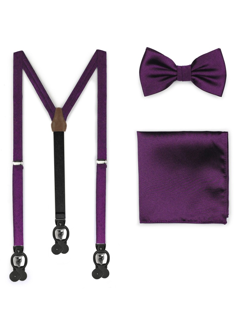Geschenkset Hosenträger Fliege violett