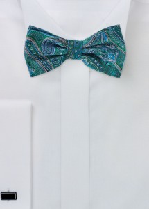 Fliege Paisleymotiv Blau-Grün Mikrofaser