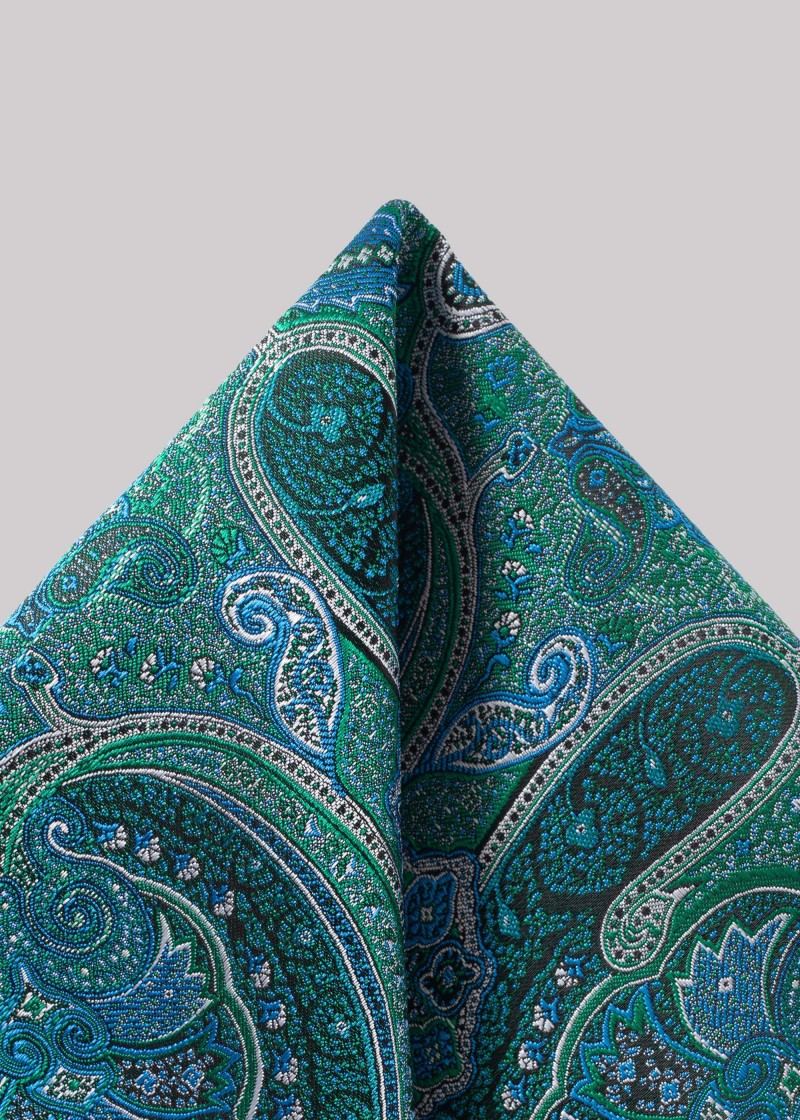 Einstecktuch mit Paisley-Motiv (Grün-Blau)
