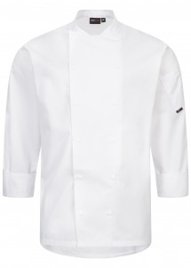 Damen- und Herrenkochjacke mit Druckknöpfen (weiß)
