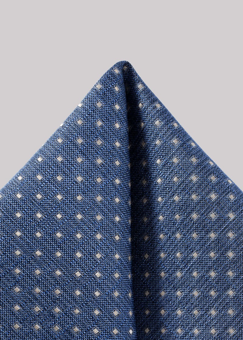 Einstecktuch in Blau mit silbernen Kästchen