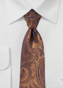 Extra lange Krawatte Paisley-Motiv Mittelbraun