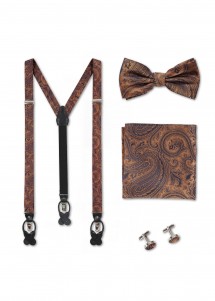 Set Hosenträger, Fliege, Einstecktuch und