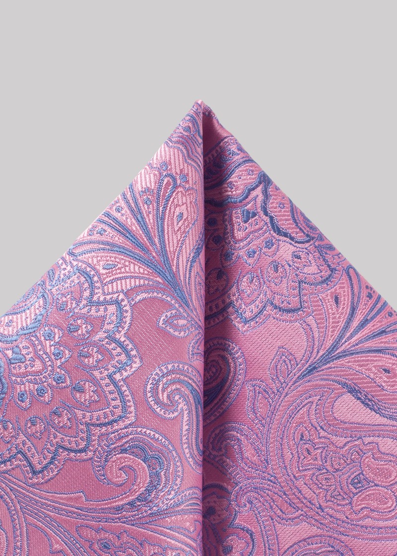Puccini Einstecktuch – Pinkes Paisley mit Blau