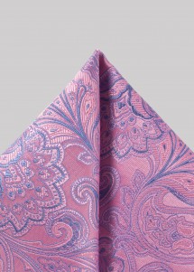 Einstecktuch mit Paisley Muster in Pink mit Dunkelblau