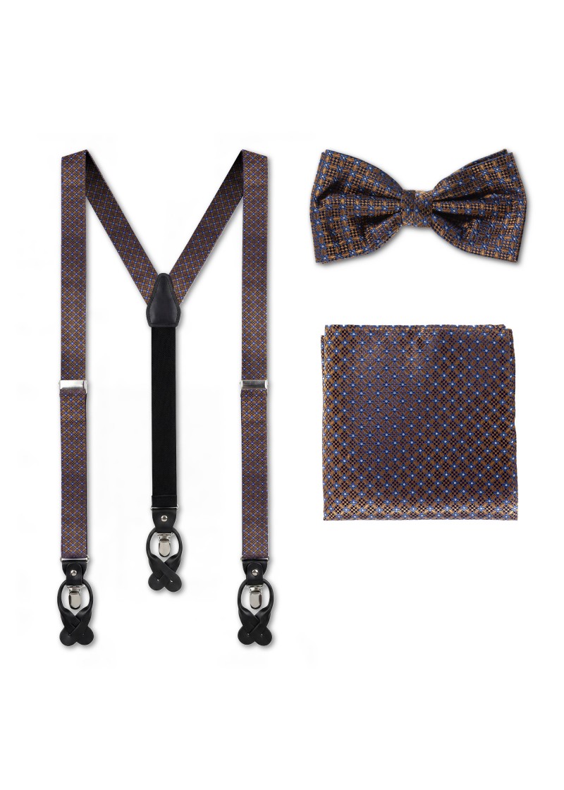 Set aus Hosenträger, Fliege & Einstecktuch in