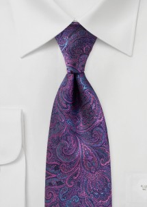 Kinder-Krawatte mit Paisley-Motiv in Violett und Blau