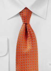 extra lange Krawatte Viereck-Dekor kupfer-orange