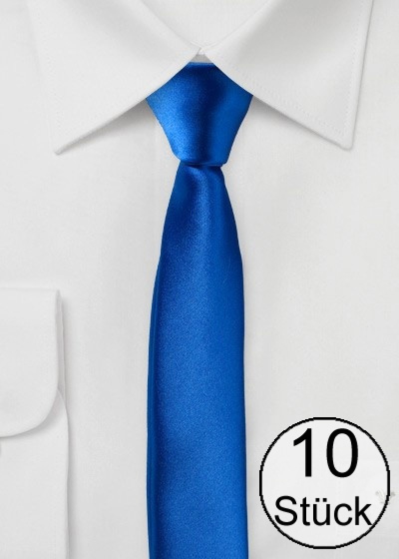 Herrenkrawatte extra schmal blau - Zehnerpack
