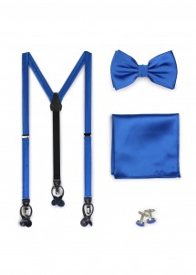 Set: Hosenträger, Herrenschleife, Einstecktuch und