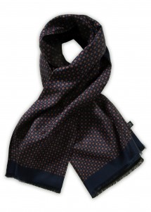 Gefütterter Seidenschal mit Ornamenten (navyblau)