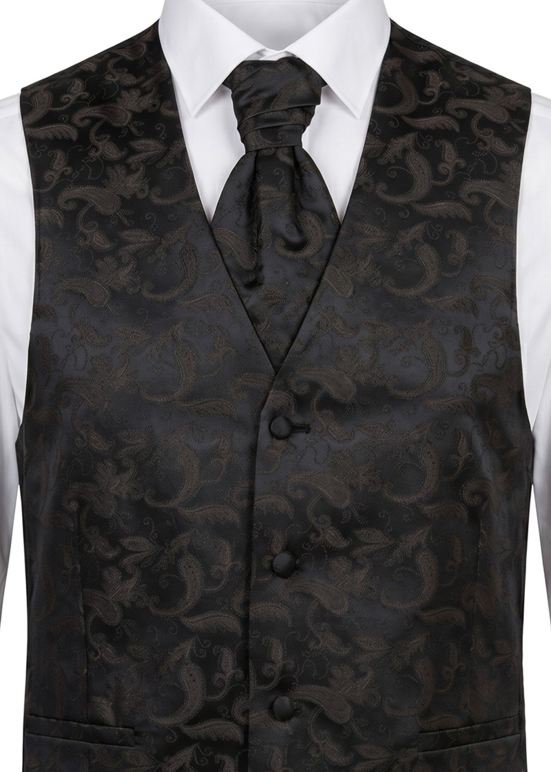 Westen-Set mit Paisleymuster: Weste, Plastron,