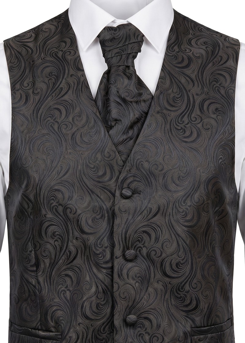 Westenset (Weste, Plastron, Stecktuch) mit