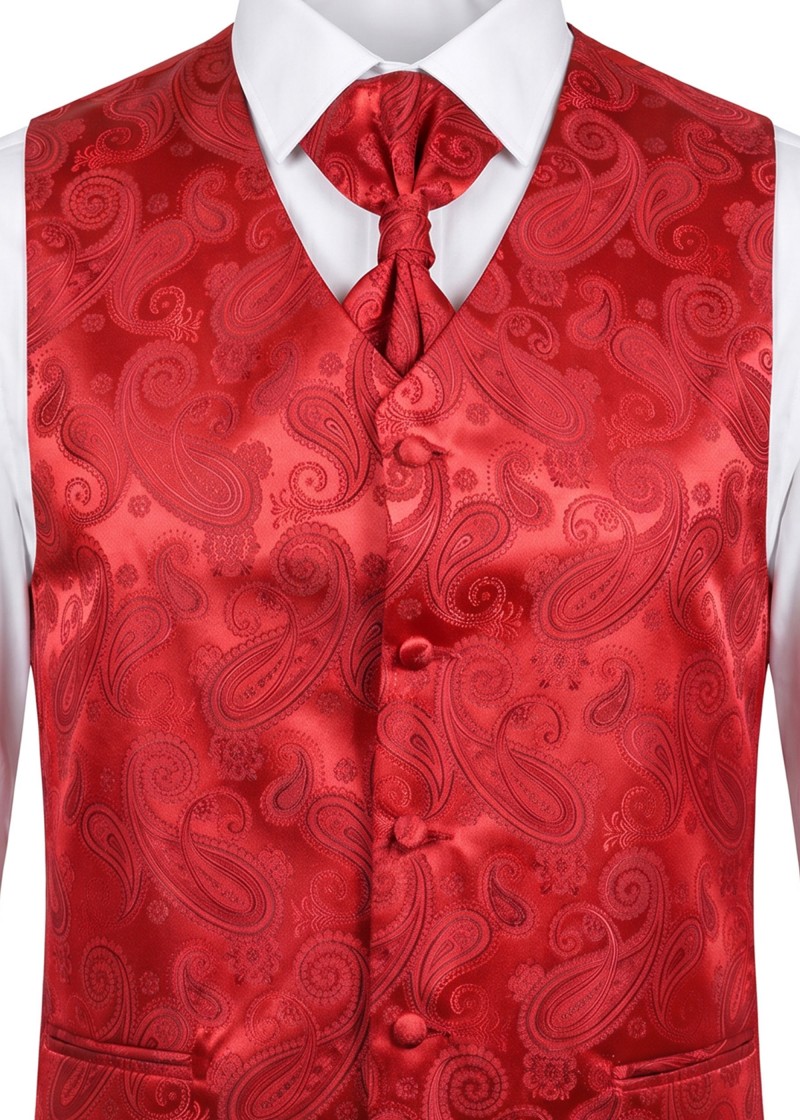 Rote Herren-Weste mit Paisleymuster (Hochzeit)