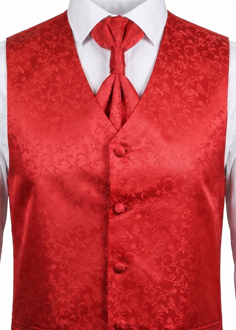 Rote Hochzeitsweste mit Ornamenten im Set
