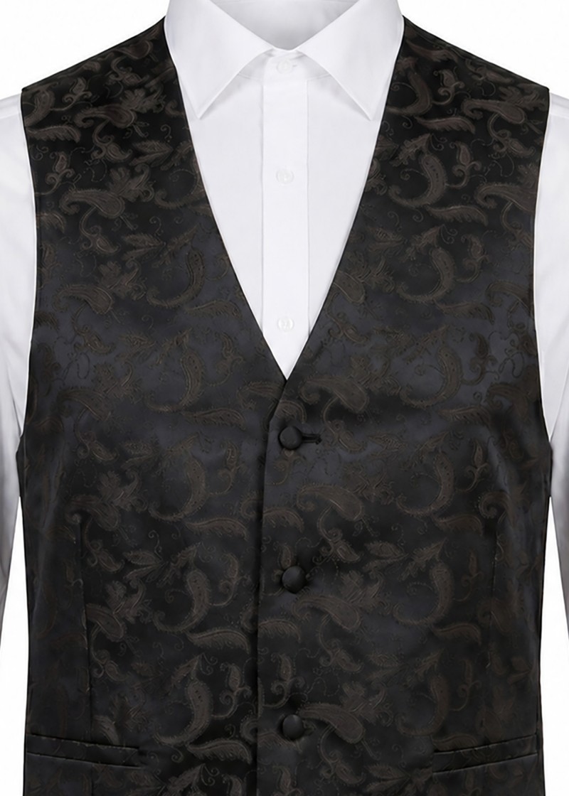 Braune Hochzeitsweste mit Paisley-Muster