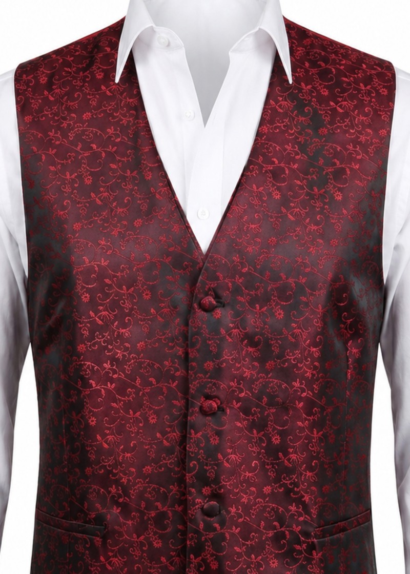 Hochzeitsweste mit Ornamenten Dunkelrot Ashford