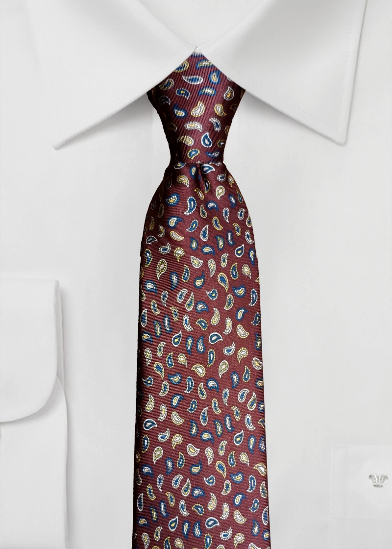 Krawatte kleines Paisley-Muster Dunkelrot