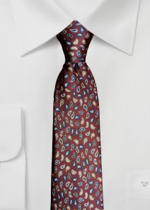 Krawatte kleines Paisleymotiv Weinrot