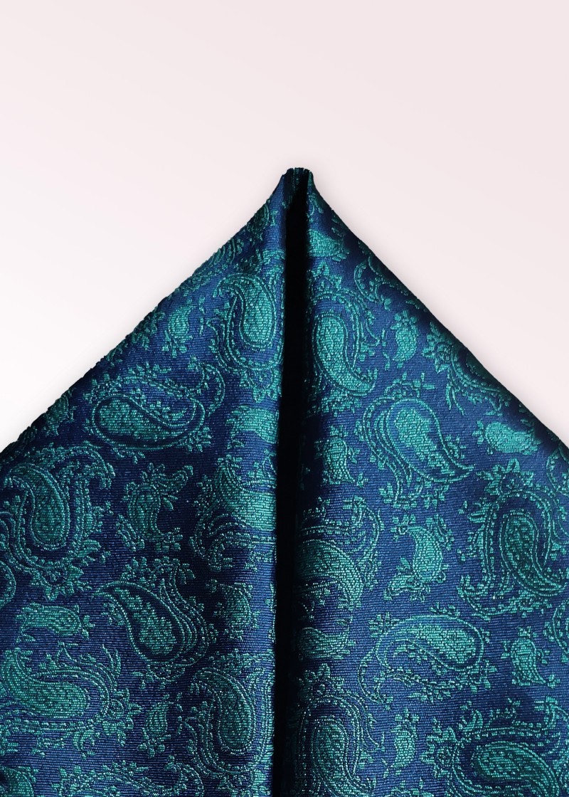 Ziertuch Paisley dunkelblau blaugrün