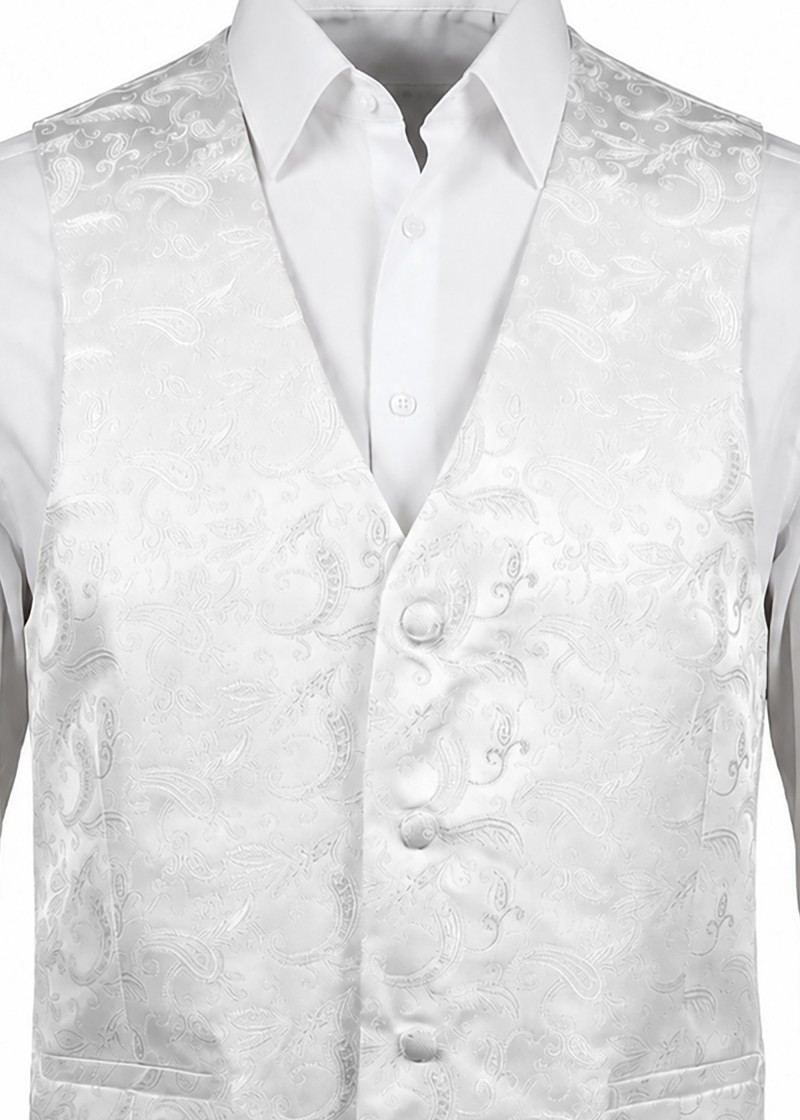 Weiße Hochzeitsweste mit Paisley Muster