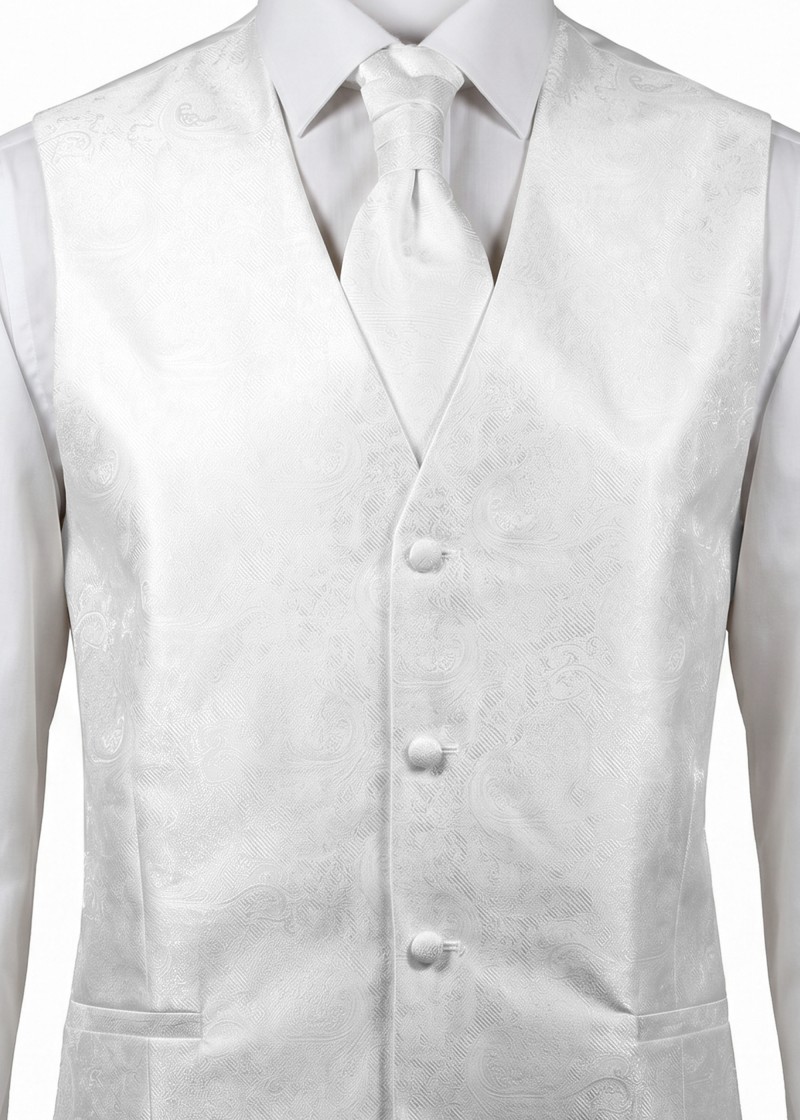 Hochzeitsweste Paisley im Set (Weiß)