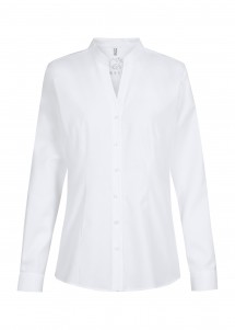 Damen - Stehkragenbluse Regular Fit Weiß vorne