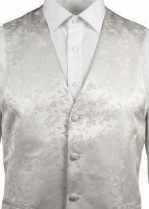 Hochzeitsweste Silber Grau mit Blumenmuster