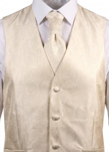 Cremefarbene Weste mit filigranem Paisley-Muster