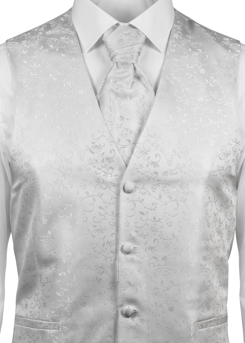 Westenset mit Ornamentmuster: Weste, Plastron,