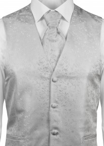 Westenset mit Ornamentmuster: Weste, Plastron,