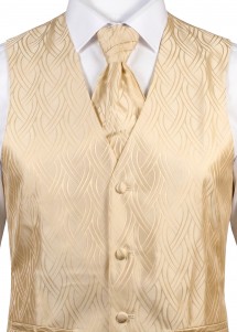 Hochzeitsweste und Plastron in Beige mit Zopfmuster