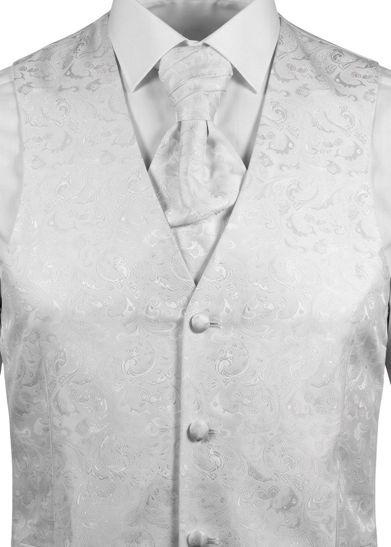 Weiße Hochzeitsweste mit verspieltem Muster im Set