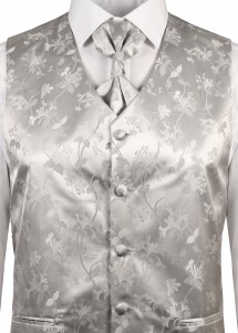 Hochzeitsweste mit Blumenmuster in Silber