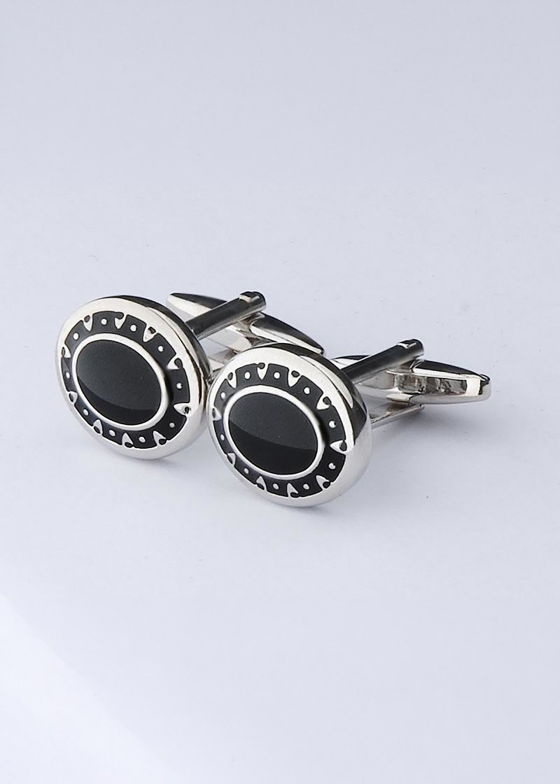 Schmuckvolle Manschettenknöpfe, schwarz - silber,
