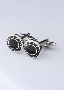 Schmuckvolle Manschettenknöpfe, schwarz - silber,