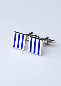 Schickes Manschettenknopf Paar Weiß / Blau