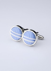 Manschettenknöpfe blau/weiß Seiden Inlay