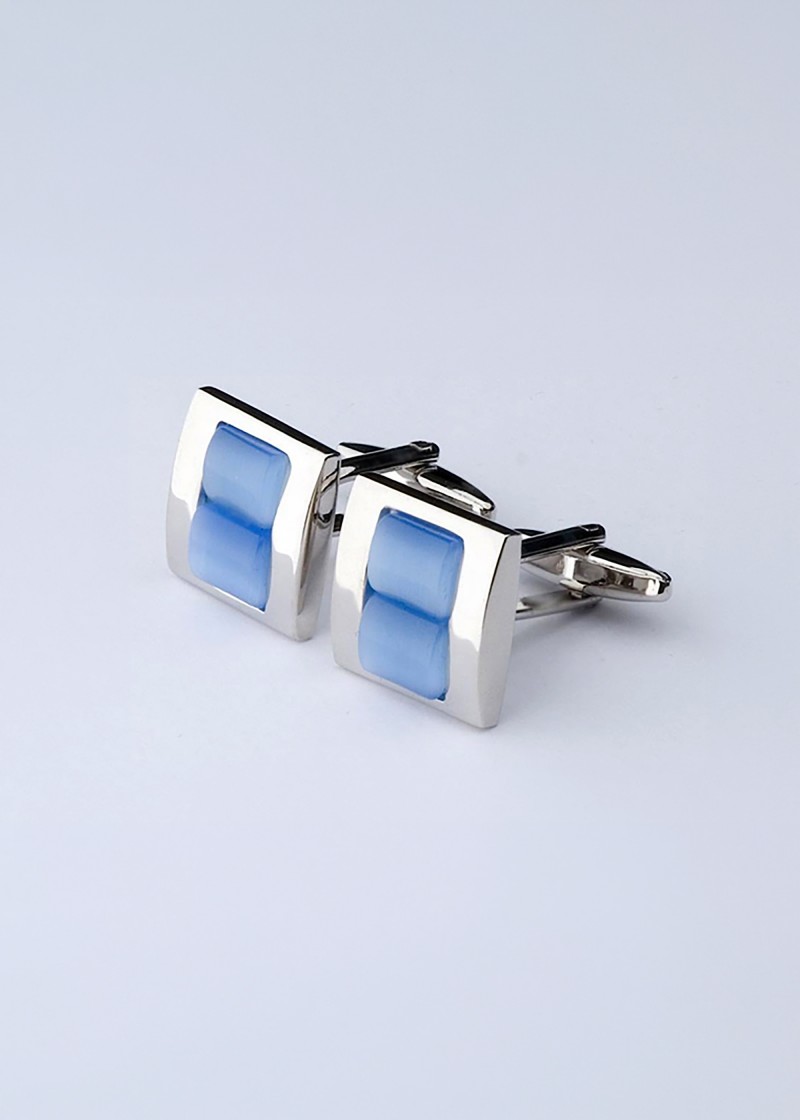 Hübsche Manschettenknöpfe silber / hellblau mit