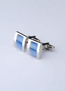 Hübsche Manschettenknöpfe silber / hellblau mit