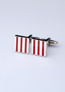 Elegantes Manschettenknopf Paar rot / weiß