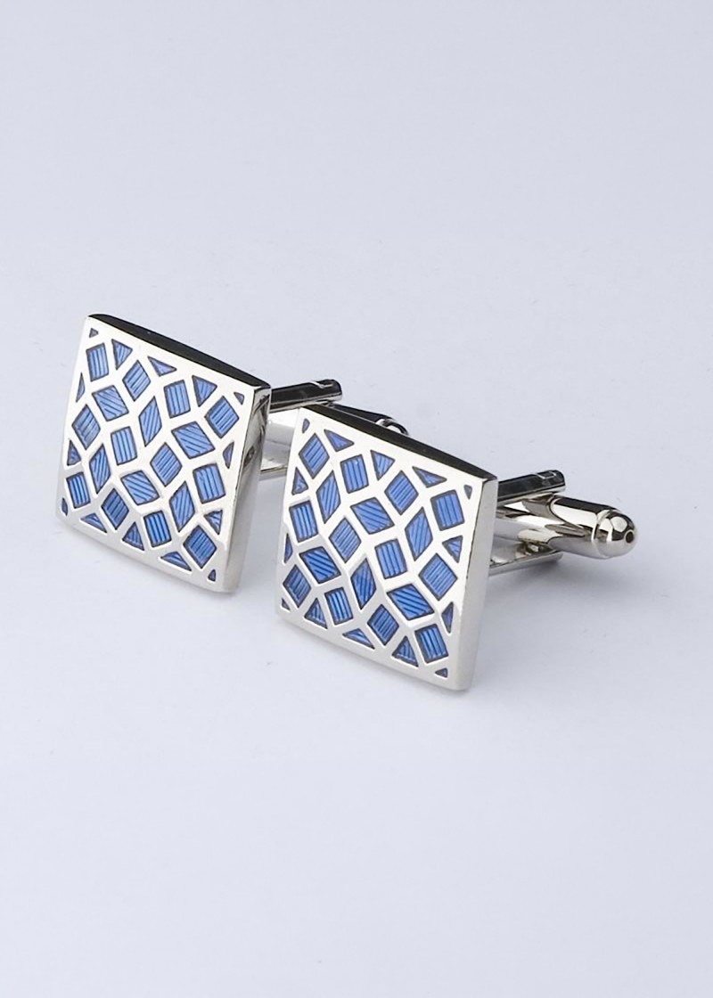 Manschettenknöpfe Mosaik-Optik blau