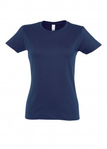 Dunkelblaues kurzarm Damen-Shirt Vorderansicht