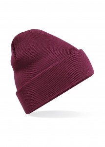 Strickmütze mit Umschlagbund in Bordeauxrot