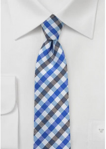 Krawatte Vichy-Karo blau capuccinofarben elegant