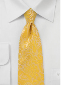 Krawatte goldgelb Rankenmuster